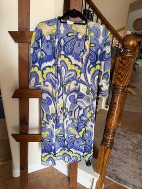 LuLaRoe Women's Swim Coverup in Blue, Yellow, White Floral Print